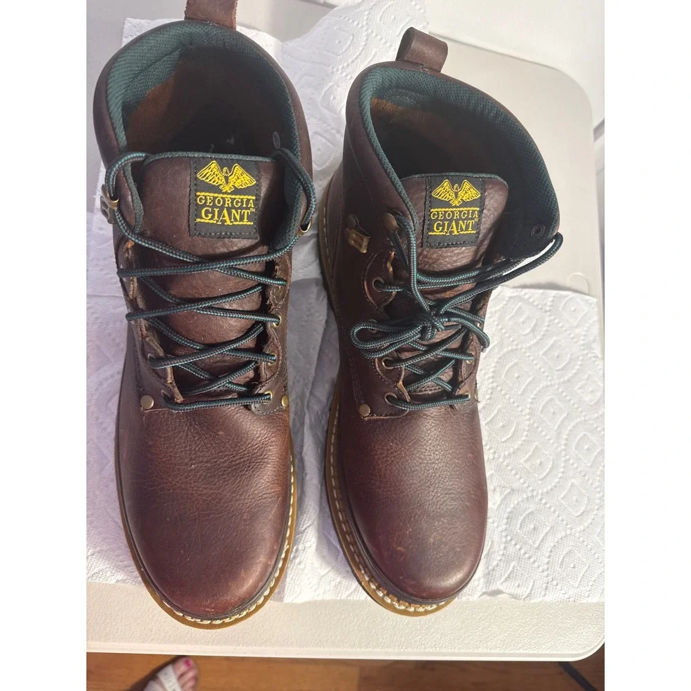 Georgia Giant Mens Brown Leather Work Boots Oil Resistant G6274 Size 16 medium